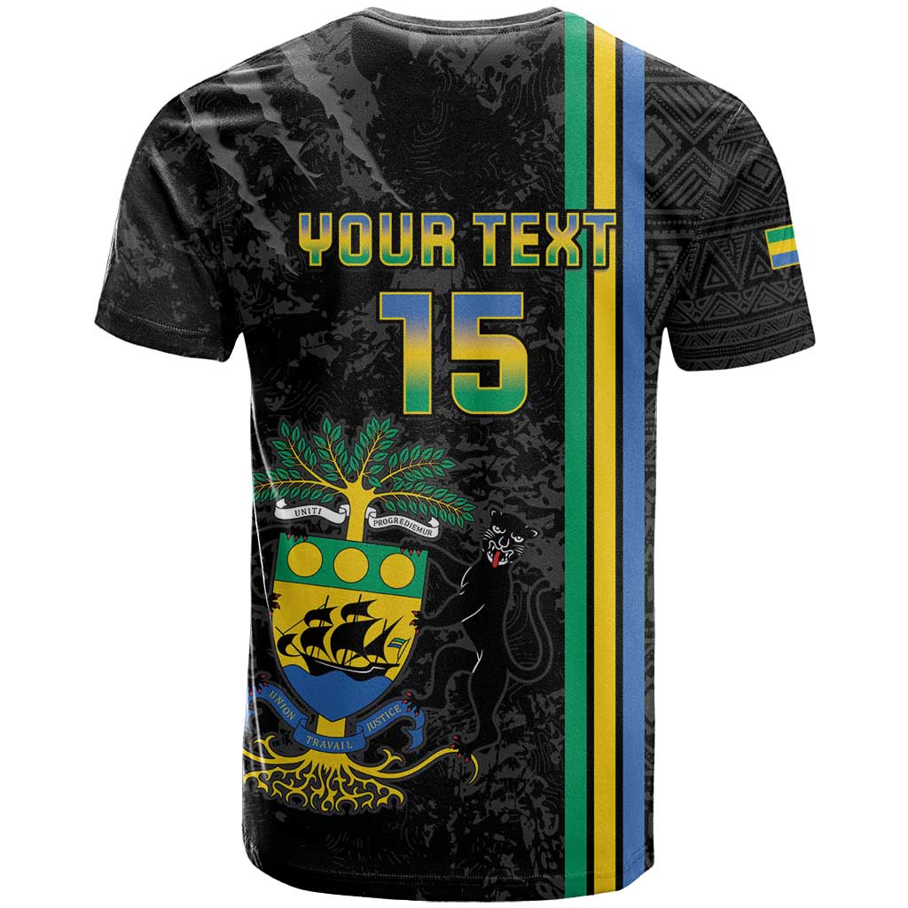 Custom Gabon Football T shirt Go Champions - Black Ver