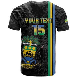 Custom Gabon Football T shirt Go Champions - Black Ver