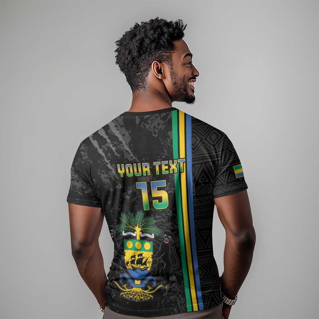 Custom Gabon Football T shirt Go Champions - Black Ver
