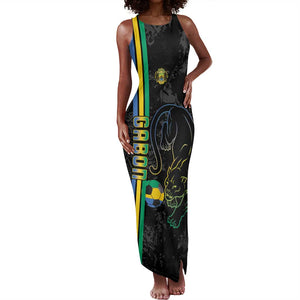 Custom Gabon Football Tank Maxi Dress Go Champions - Black Ver