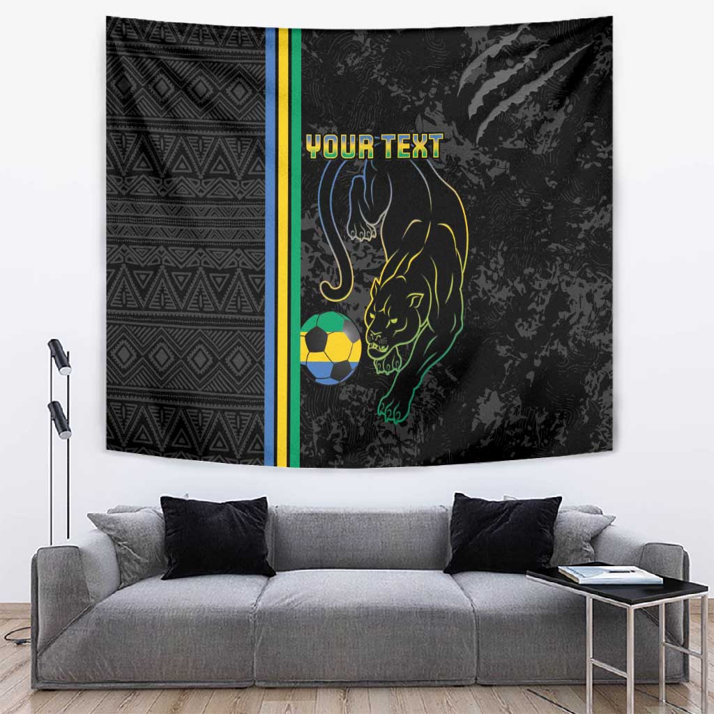 Custom Gabon Football Tapestry Go Champions - Black Ver