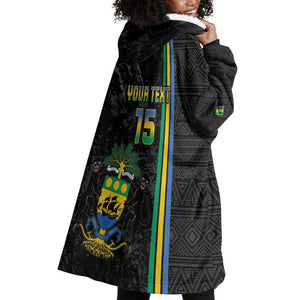 Custom Gabon Football Wearable Blanket Hoodie Go Champions - Black Ver