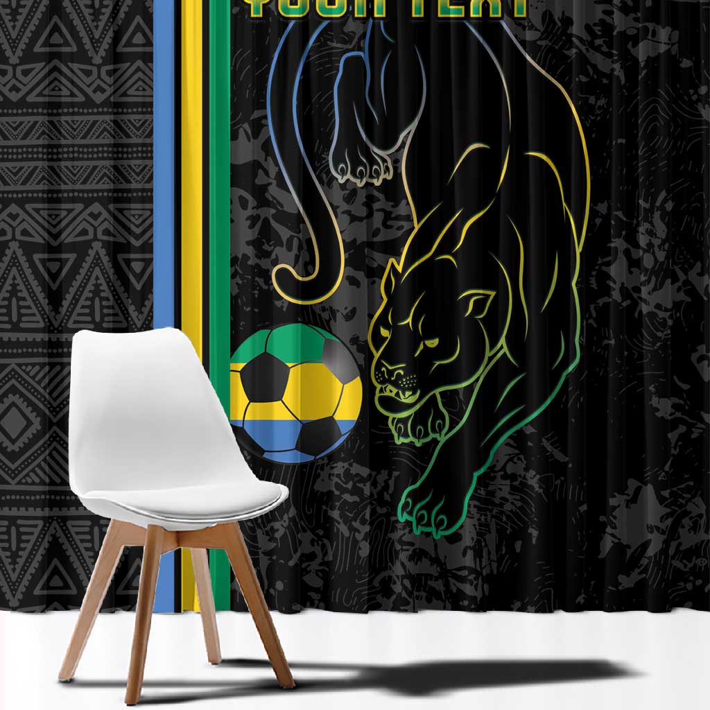 Custom Gabon Football Window Curtain Go Champions - Black Ver