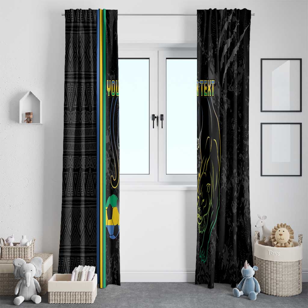 Custom Gabon Football Window Curtain Go Champions - Black Ver