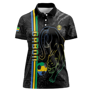 Custom Gabon Football Women Polo Shirt Go Champions - Black Ver