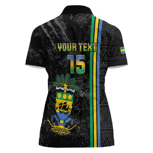 Custom Gabon Football Women Polo Shirt Go Champions - Black Ver