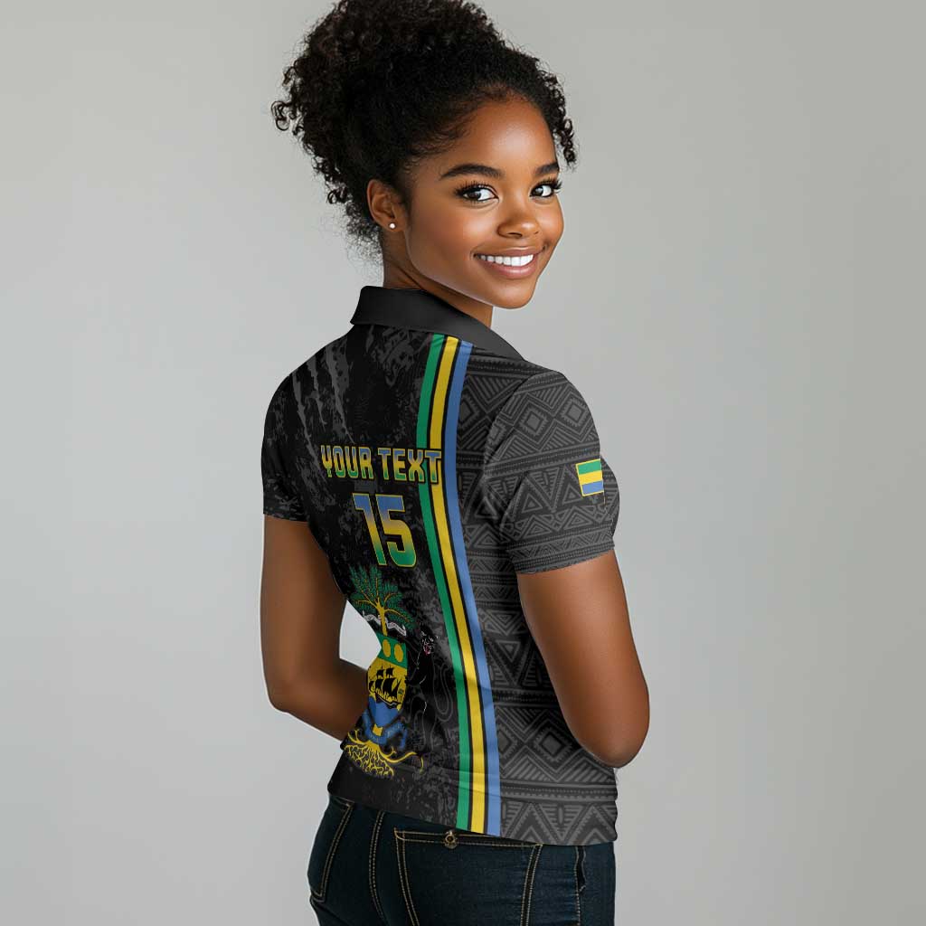 Custom Gabon Football Women Polo Shirt Go Champions - Black Ver