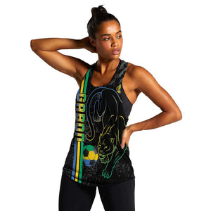 Custom Gabon Football Women Racerback Tank Go Champions - Black Ver
