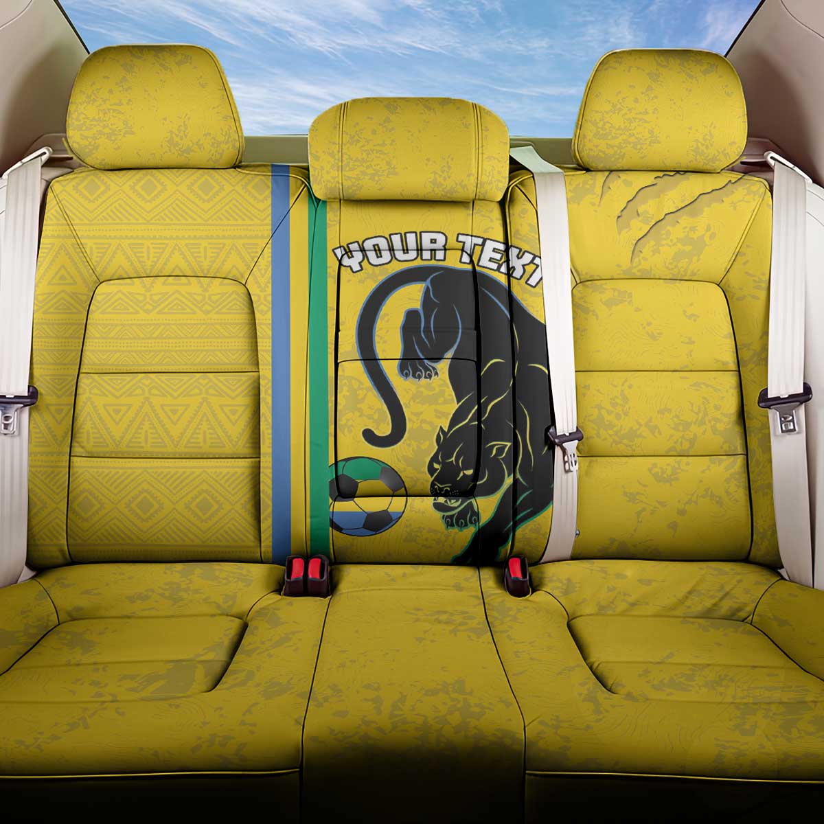 Custom Gabon Football Back Car Seat Cover Go Champions - Yellow Ver