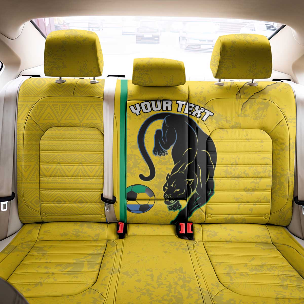 Custom Gabon Football Back Car Seat Cover Go Champions - Yellow Ver