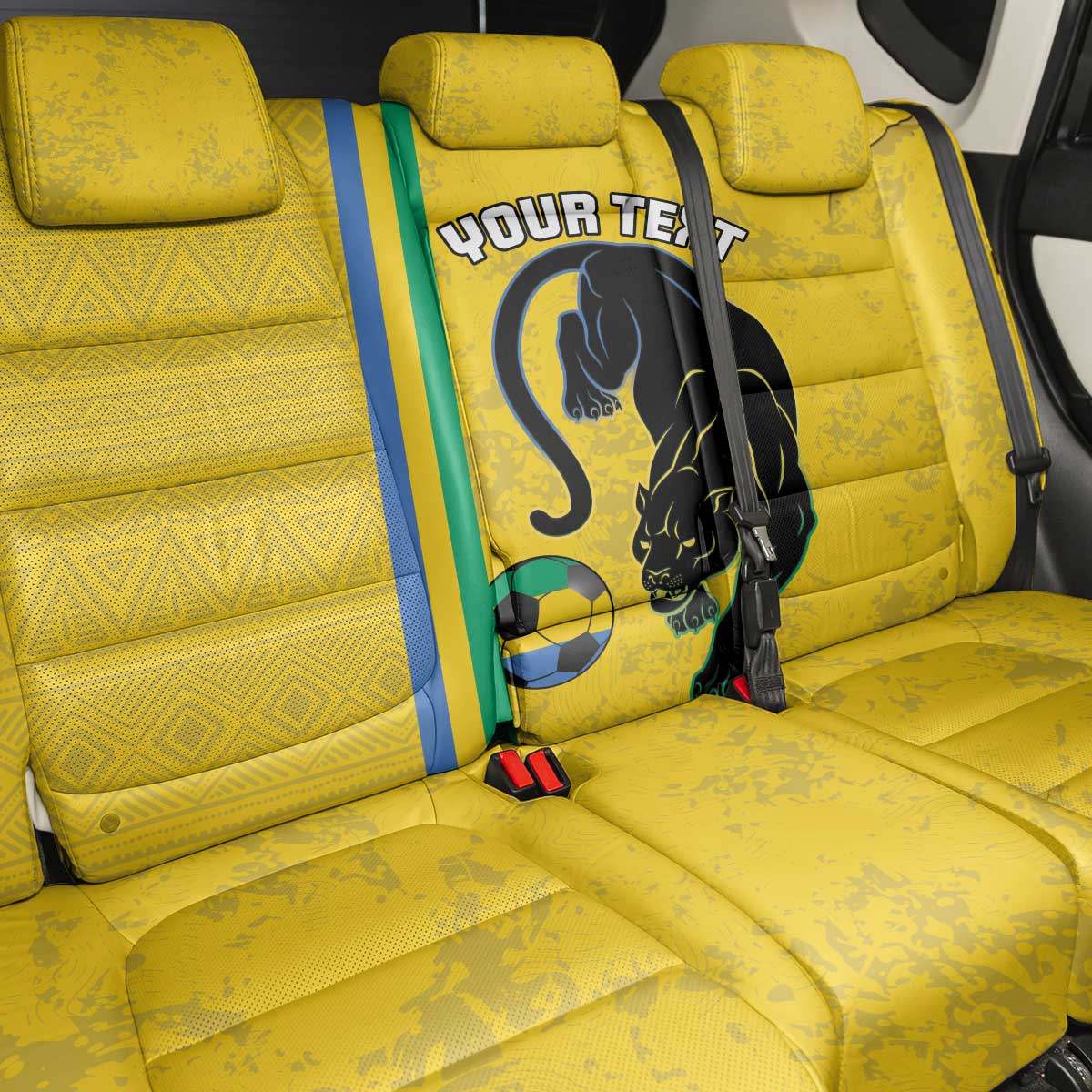 Custom Gabon Football Back Car Seat Cover Go Champions - Yellow Ver