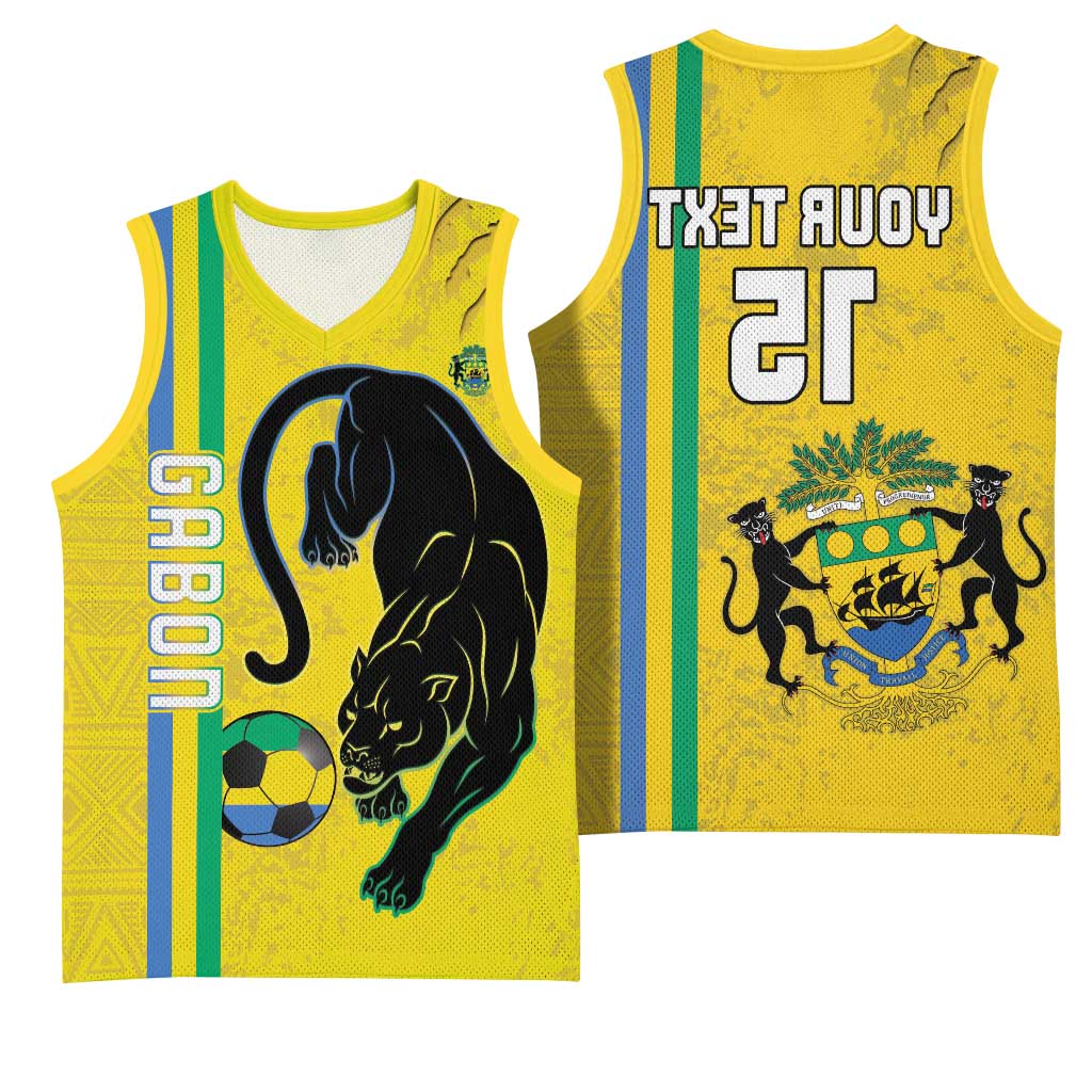 Custom Gabon Football Basketball Jersey Go Champions - Yellow Ver - African Pride