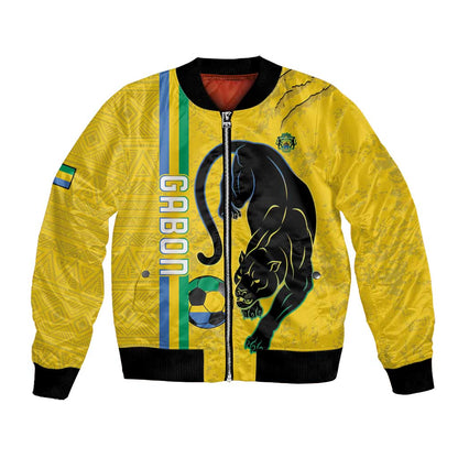 Custom Gabon Football Bomber Jacket Go Champions - Yellow Ver