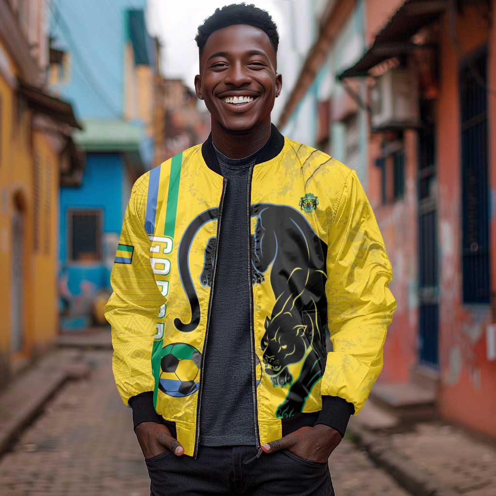 Custom Gabon Football Bomber Jacket Go Champions - Yellow Ver