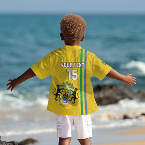 Custom Gabon Football Kid Hawaiian Shirt Go Champions - Yellow Ver