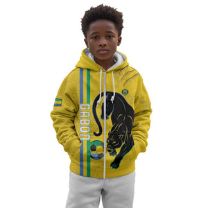 Custom Gabon Football Kid Hoodie Go Champions - Yellow Ver
