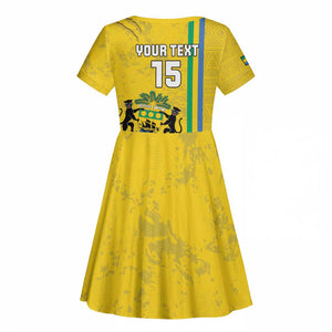 Custom Gabon Football Kid Short Sleeve Dress Go Champions - Yellow Ver