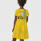 Custom Gabon Football Kid Short Sleeve Dress Go Champions - Yellow Ver