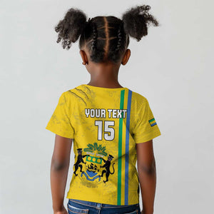 Custom Gabon Football Kid T shirt Go Champions - Yellow Ver
