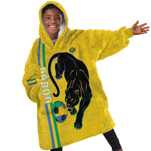 Custom Gabon Football Kid Wearable Blanket Hoodie Go Champions - Yellow Ver