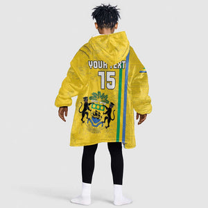 Custom Gabon Football Kid Wearable Blanket Hoodie Go Champions - Yellow Ver