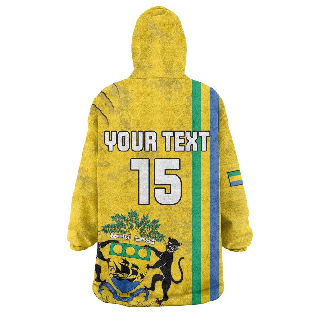 Custom Gabon Football Kid Wearable Blanket Hoodie Go Champions - Yellow Ver