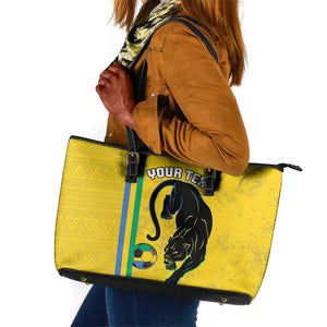 Custom Gabon Football Leather Tote Bag Go Champions - Yellow Ver