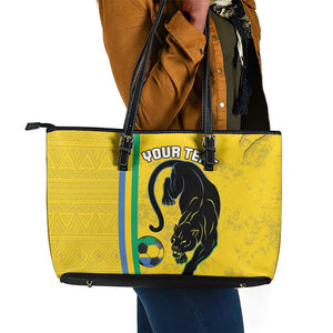 Custom Gabon Football Leather Tote Bag Go Champions - Yellow Ver