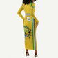 Custom Gabon Football Long Sleeve Bodycon Dress Go Champions - Yellow Ver LT15