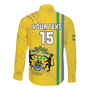 Custom Gabon Football Long Sleeve Button Shirt Go Champions - Yellow Ver
