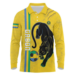 Custom Gabon Football Long Sleeve Polo Shirt Go Champions - Yellow Ver