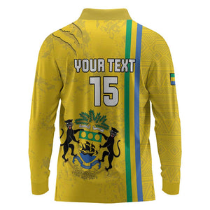 Custom Gabon Football Long Sleeve Polo Shirt Go Champions - Yellow Ver