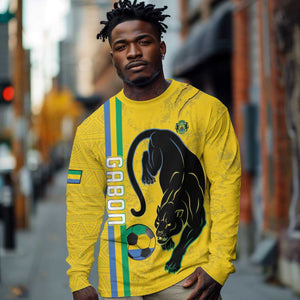 Custom Gabon Football Long Sleeve Shirt Go Champions - Yellow Ver