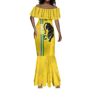Custom Gabon Football Mermaid Dress Go Champions - Yellow Ver