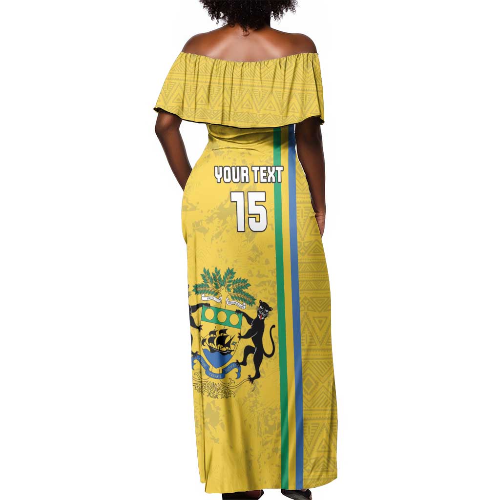 Custom Gabon Football Off Shoulder Maxi Dress Go Champions - Yellow Ver