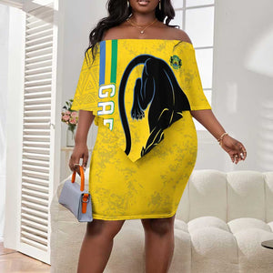 Custom Gabon Football Off Shoulder Short Dress Go Champions - Yellow Ver