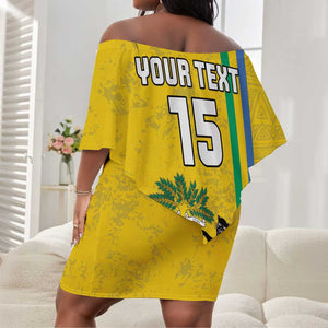 Custom Gabon Football Off Shoulder Short Dress Go Champions - Yellow Ver