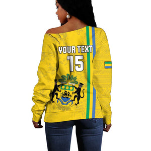 Custom Gabon Football Off Shoulder Sweater Go Champions - Yellow Ver