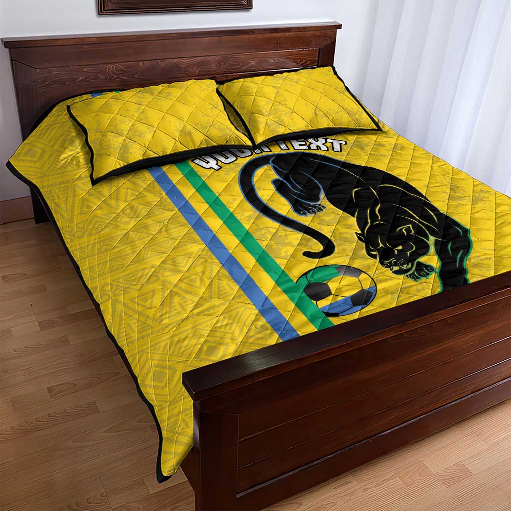 Custom Gabon Football Quilt Bed Set Go Champions - Yellow Ver