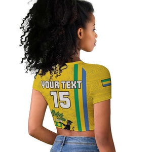 Custom Gabon Football Raglan Cropped T shirt Go Champions - Yellow Ver
