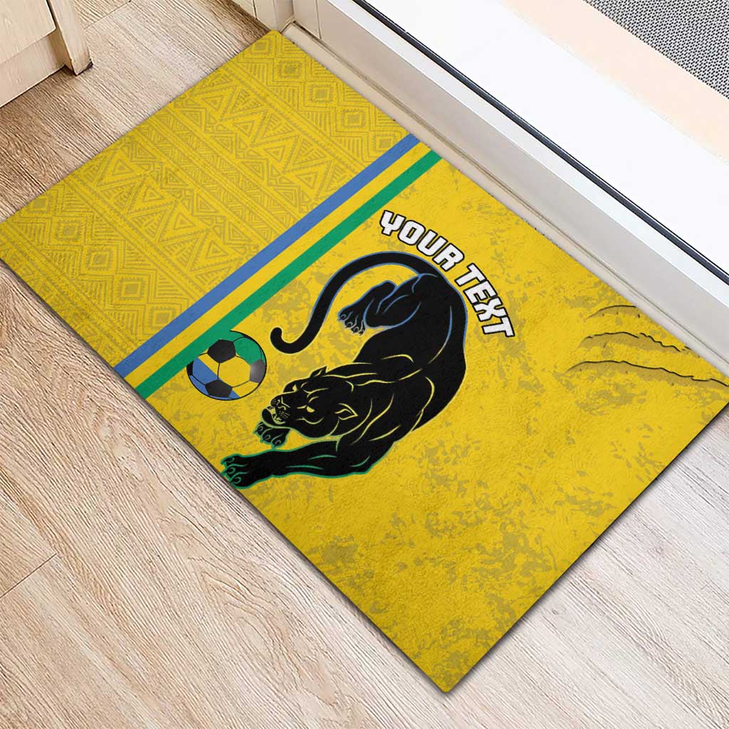 Custom Gabon Football Rubber Doormat Go Champions - Yellow Ver