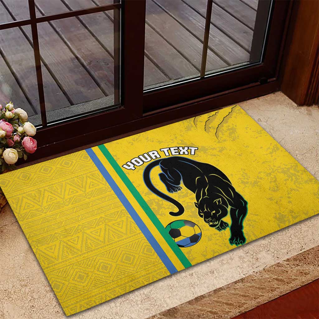 Custom Gabon Football Rubber Doormat Go Champions - Yellow Ver
