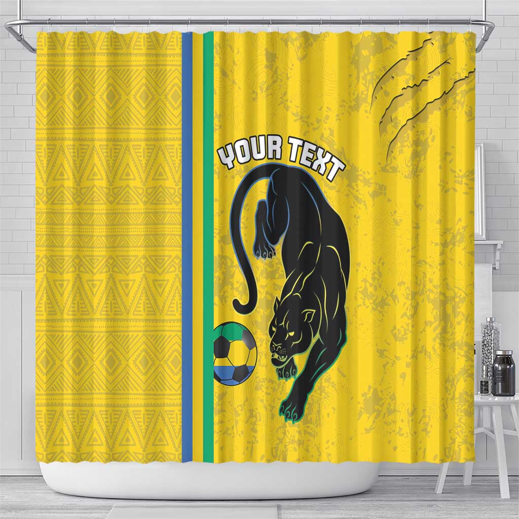 Custom Gabon Football Shower Curtain Go Champions - Yellow Ver