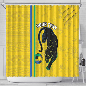 Custom Gabon Football Shower Curtain Go Champions - Yellow Ver