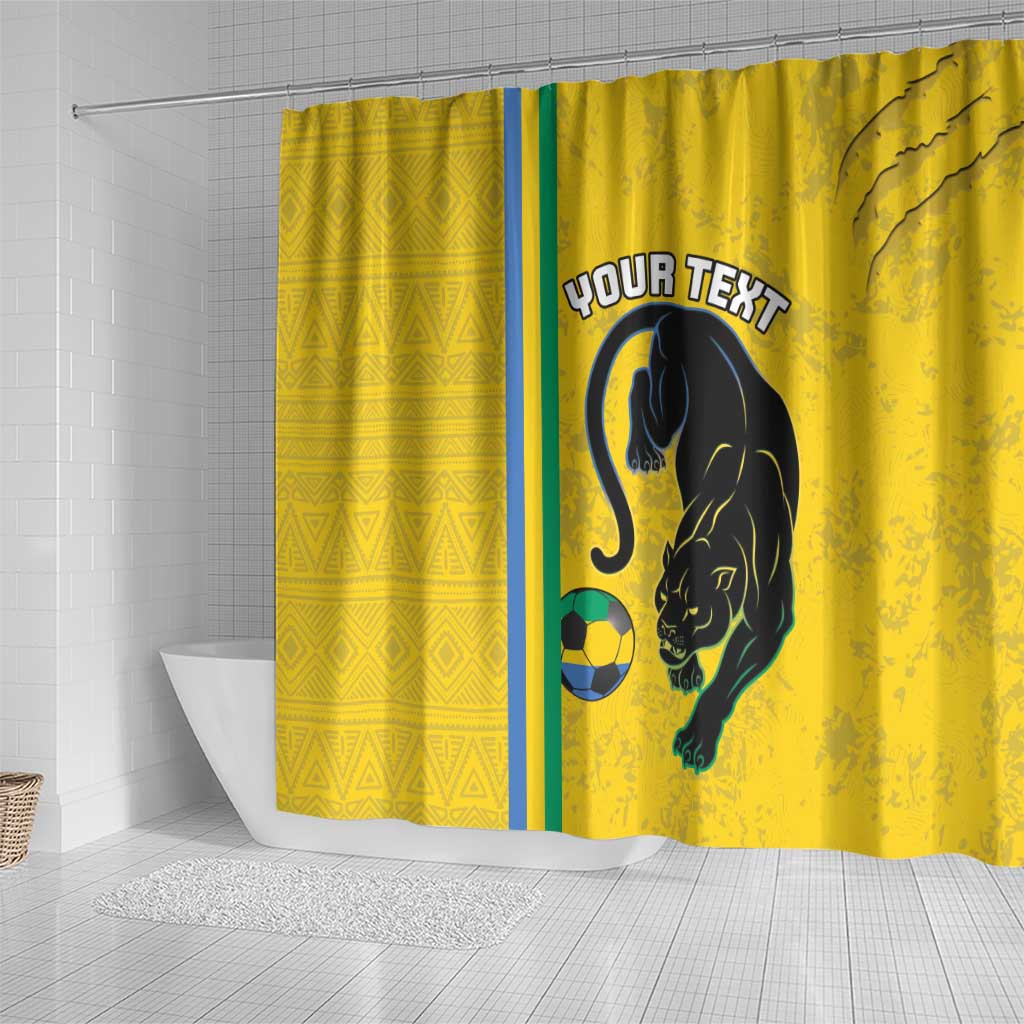 Custom Gabon Football Shower Curtain Go Champions - Yellow Ver