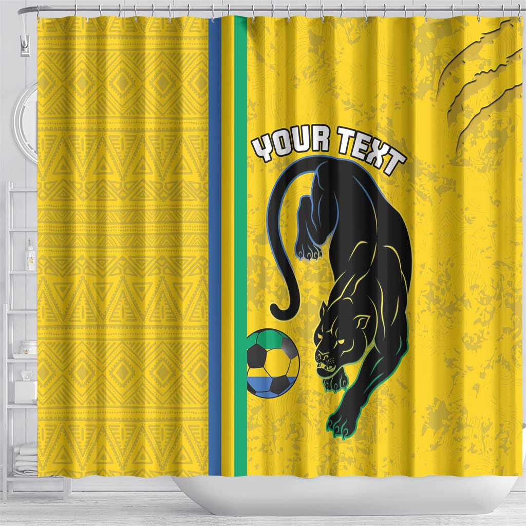 Custom Gabon Football Shower Curtain Go Champions - Yellow Ver