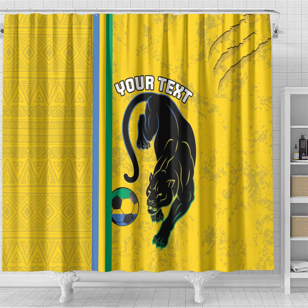 Custom Gabon Football Shower Curtain Go Champions - Yellow Ver