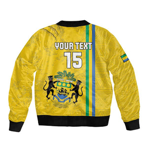Custom Gabon Football Sleeve Zip Bomber Jacket Go Champions - Yellow Ver