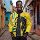 Custom Gabon Football Sleeve Zip Bomber Jacket Go Champions - Yellow Ver