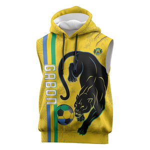 Custom Gabon Football Sleeveless Hoodie Go Champions - Yellow Ver - African Pride